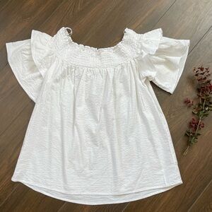 Caslon white puff sleeve cotton blouse